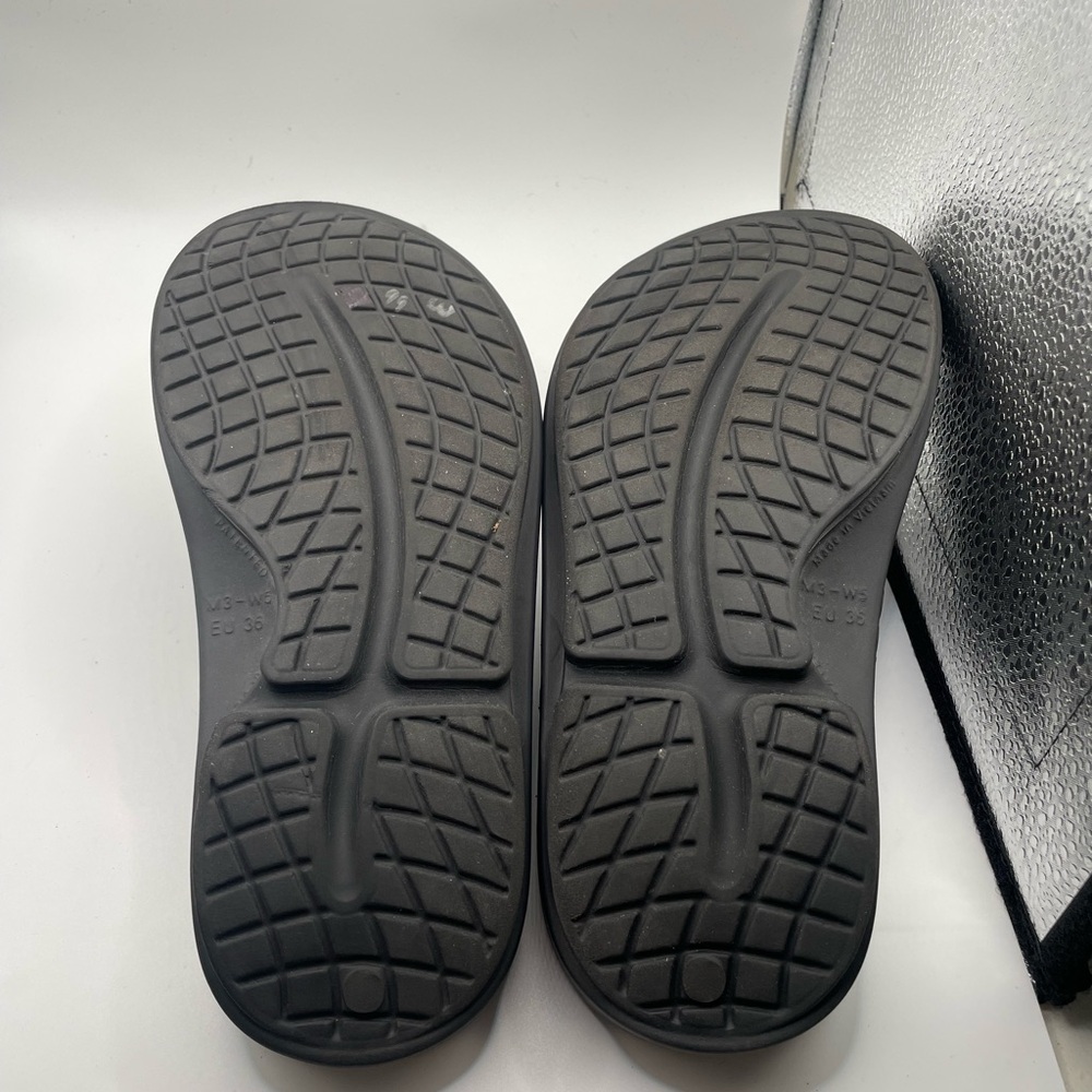 OOFOS Women's Black Slide Sandals - Picture 7 of 9